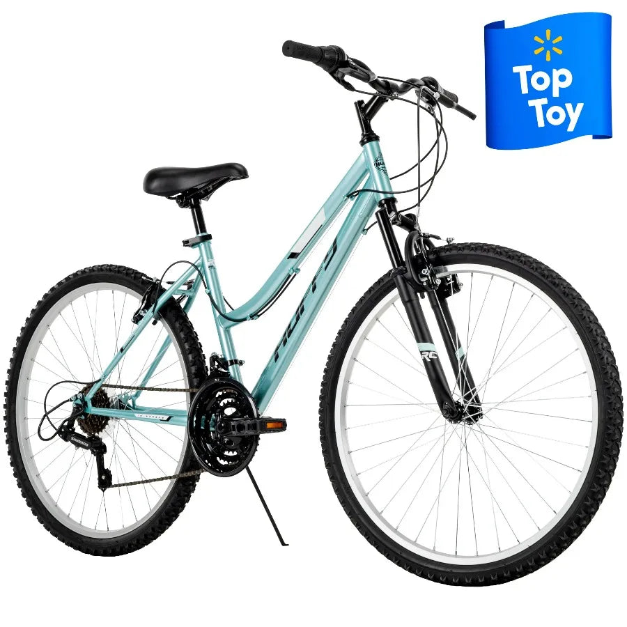 Huffy 26" Rock Creek Mountain Bike, Fits Riders 5'0"+, Mint, Adult, Women's Sturdy steel frame built for tackling rough trails.
