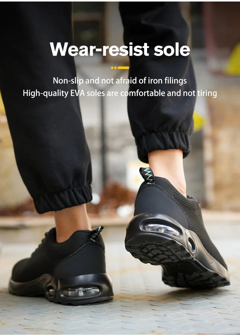 Fashion Men's Work Sneakers Mesh Breathable Safety Shoes Men Steel Toe Work Shoe Anti-smashing