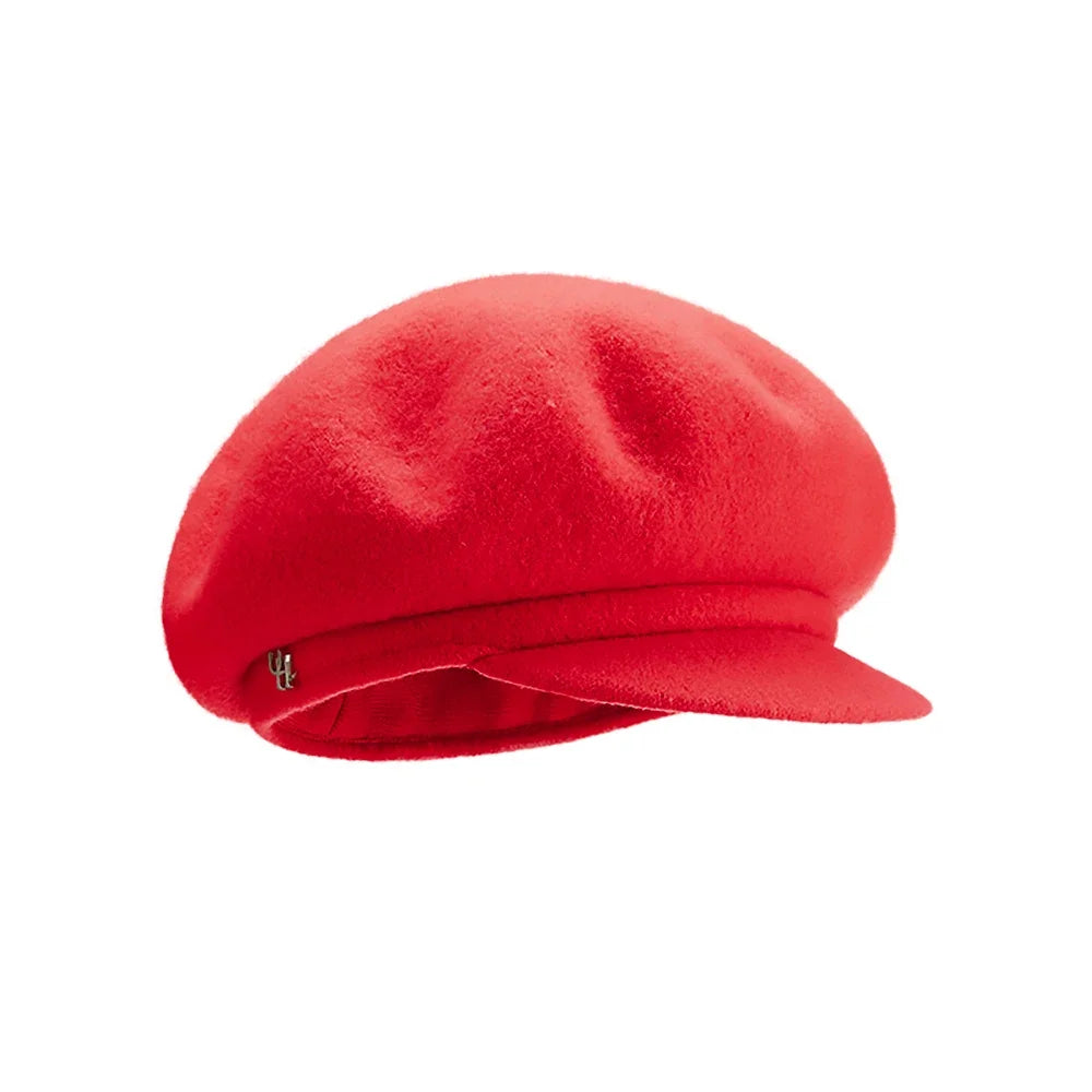 OhSunny Beret 100% Wool Female Winter Hat Retro Tour Caps Warm Solid Color for Elegant Lady New Fashion Gifts