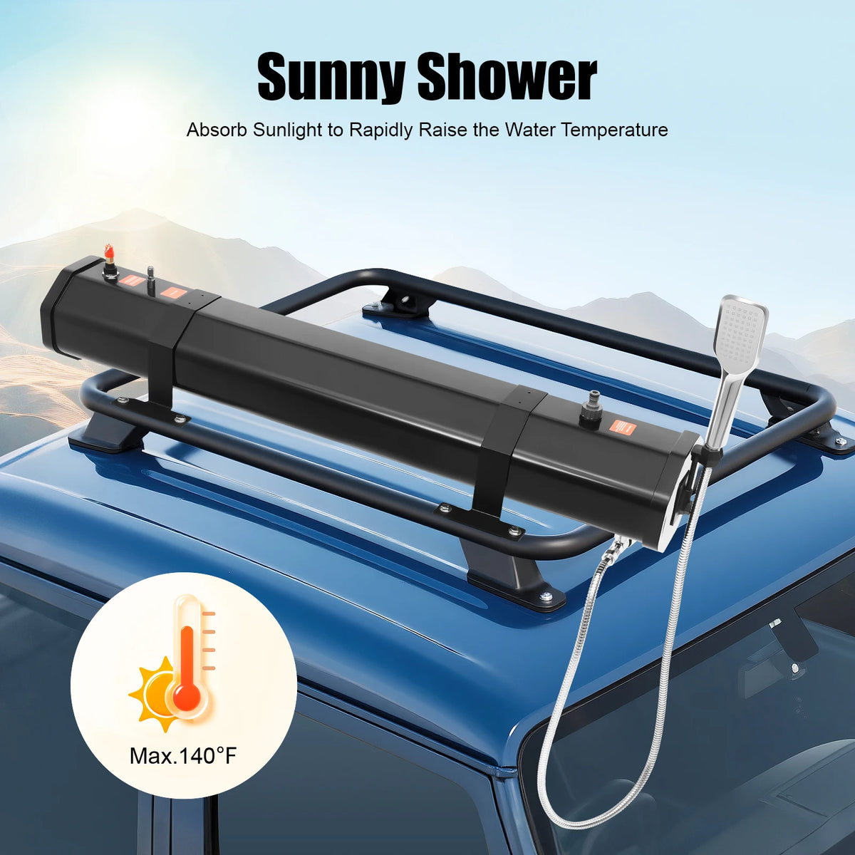 Portable Water Tank for Camping 30L Roof Rack Mount Road Shower, Outdoor Activities Water for roof crossbar luggage rack platform luggage rack roof tent roof luggage box roof luggage frame of SUVs sedans RVs trucks washing ac