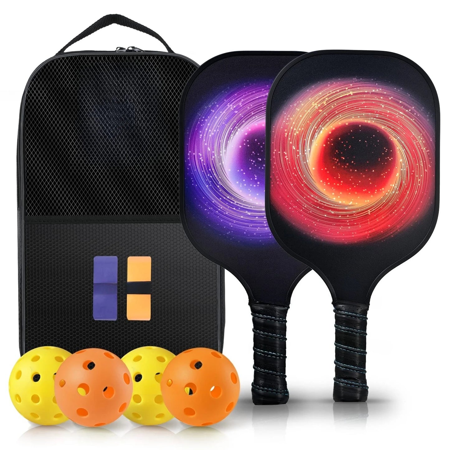 2 Pack 4 Pack USAPA Approved Fiberglass Pickleball Paddles Set With Polypropylene Honeycomb Core Lightweight Rackets Equipped With Pickleball Balls And Storage Carry Bag For Beginners Men Women Indoor Outdoor Court Training R