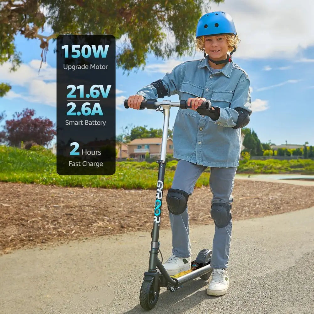 H30Max Electric Scooter for Kids, LED Dispaly, 150W Powerful Motor, Dual Brake System, Adjustable Height and Speed