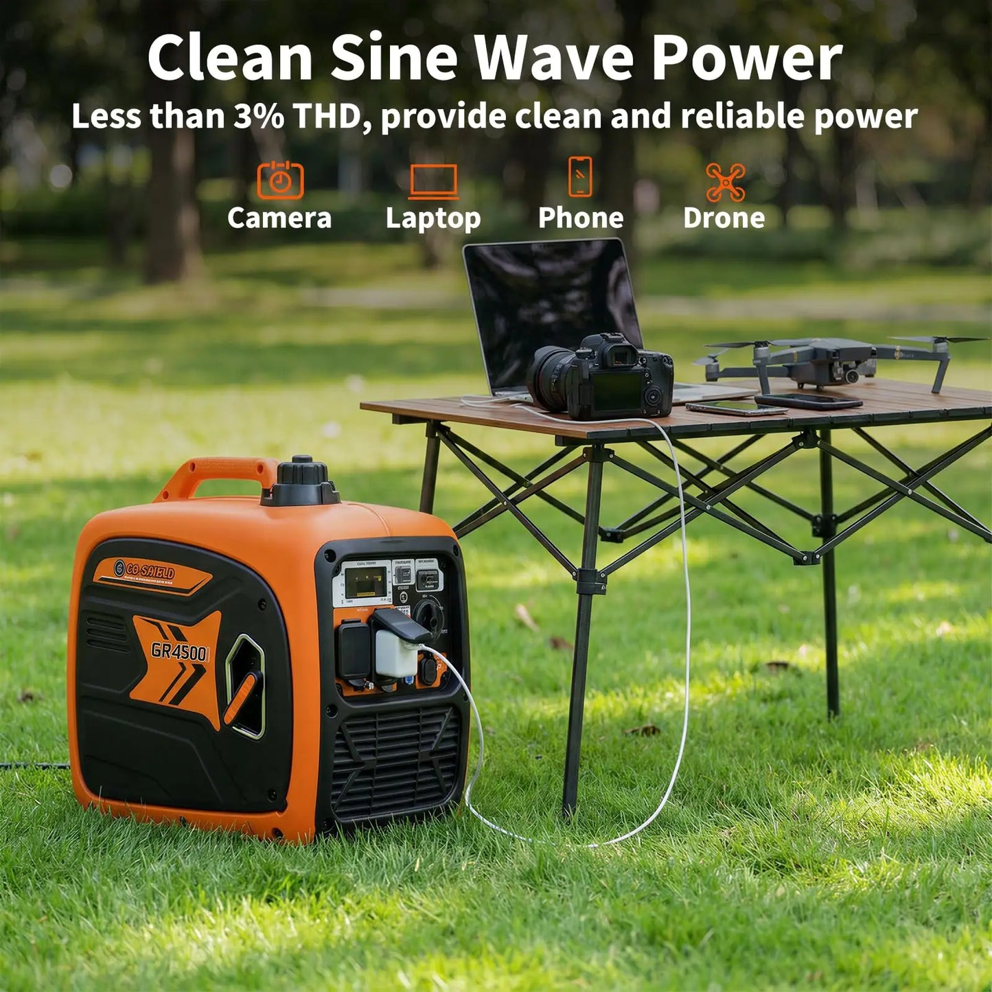 4500W Portable Inverter Generator Gas Powered For Home Camping RV Quiet CO Sensor USB Ports 1.59Gal Tank RV Ready