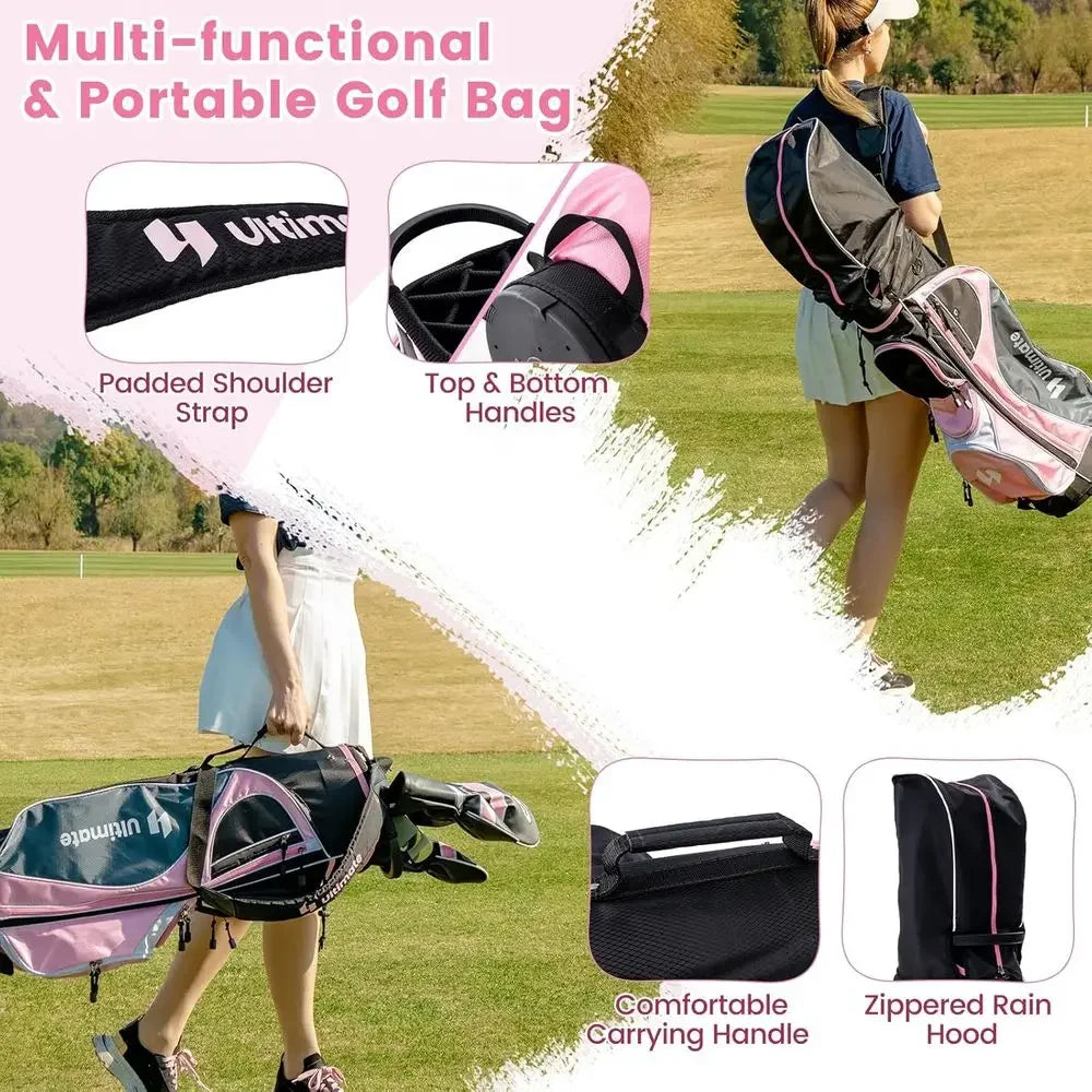 Ladies Golf Club Set, 9/11 Pieces, 460cc Driver, 3 Wood, Hybrid, Irons 6-9, Putter