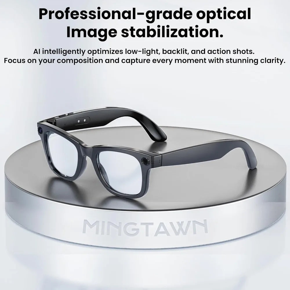 4K HD Camera Glasses with Anti-Shake, Video Recording, Dual Mic, and Photochromic Lenses