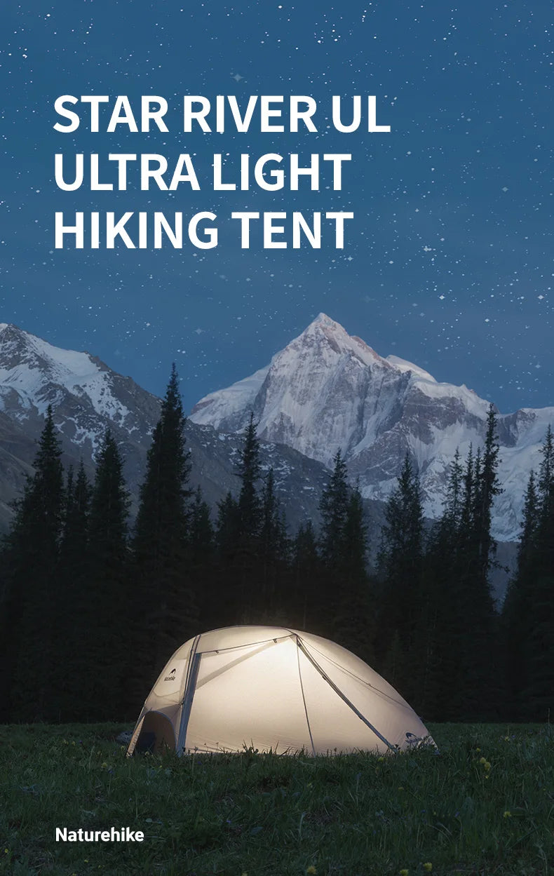 Naturehike Star River UL Camping Tent 2 People Tent 15D Nylon Ultralight Hiking Double Layer Backpacking Travel Tent 3 Seasons
