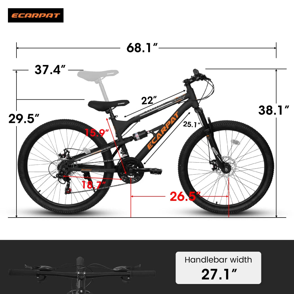 26 Inch Steel Frame Shock Fork Plus Shock Absorber 21-speed Unisex Mountain Bike