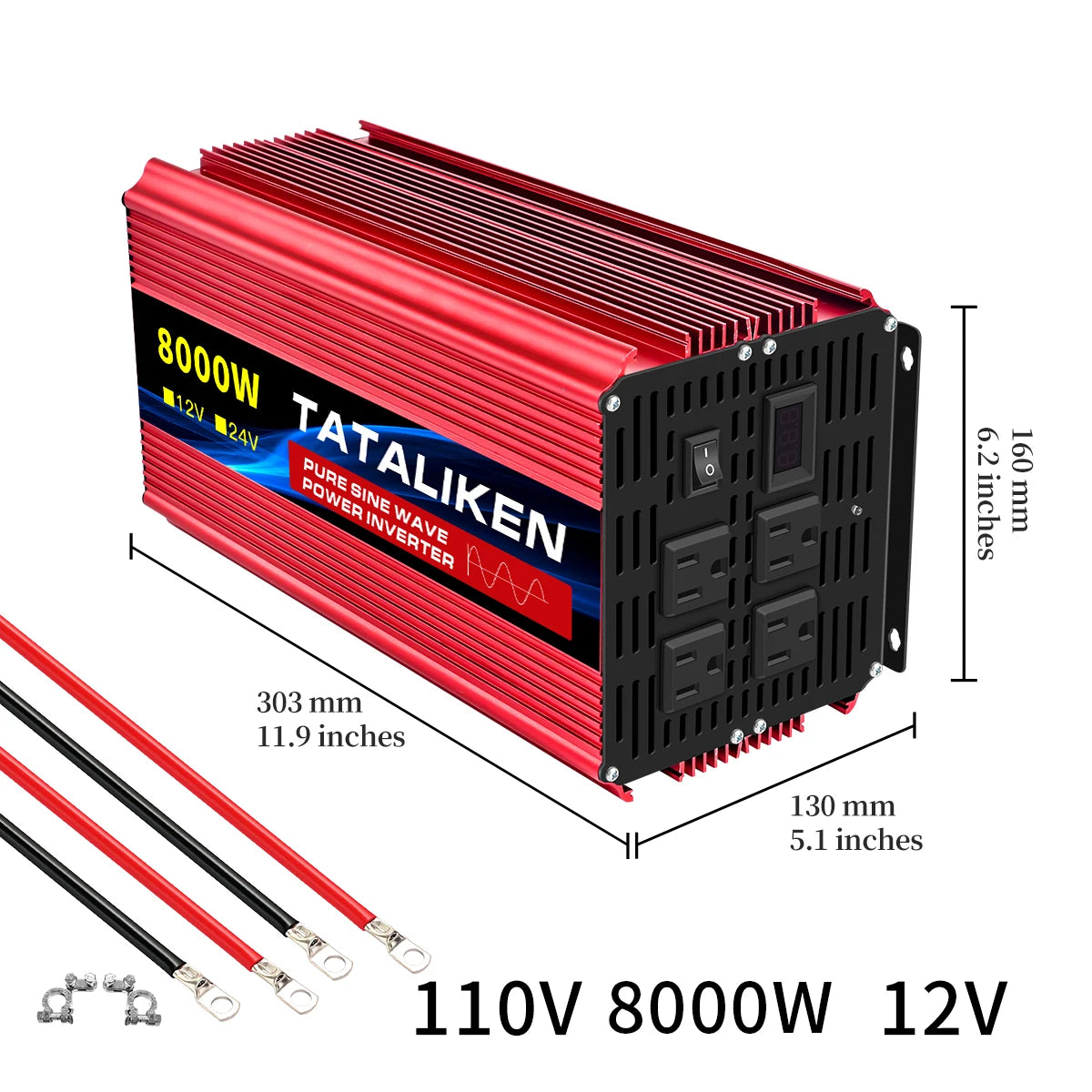 1600w-4500W 12V/24V to AC 110V 60Hz Pure Sine Wave Inverter Car Power Transformer  Voltage Portable  Converter with LED Display