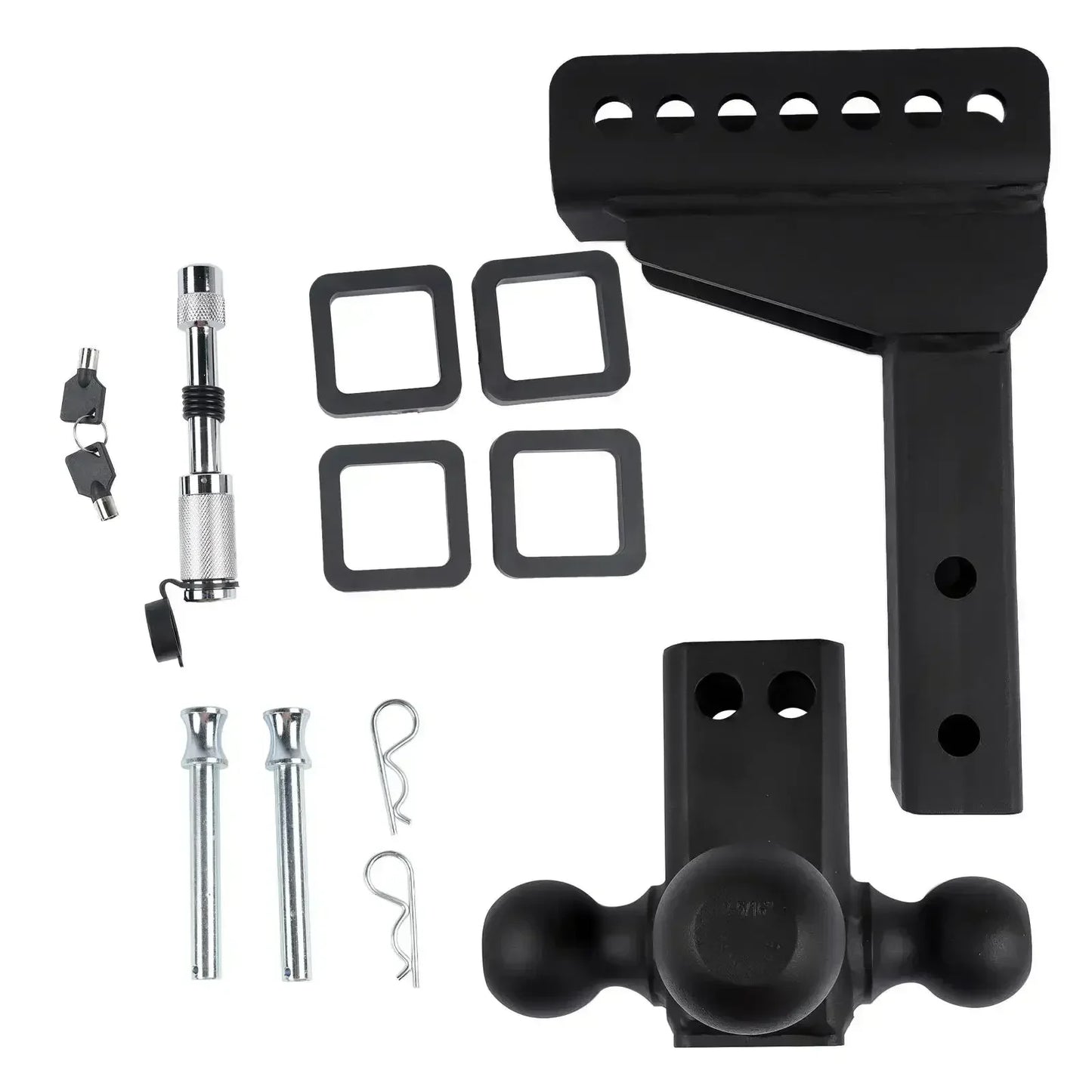 AP03 2" Receiver 6" Drop/Rise Adjustable Tow Hitch Tri Ball Mount 18500 lb Black