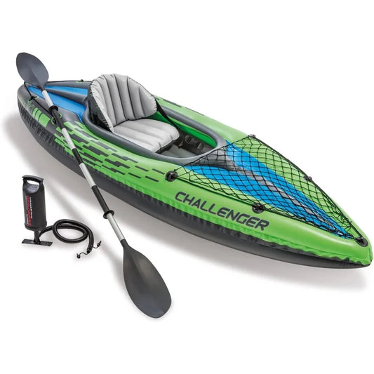INTEX Challenger Inflatable Kayak Series: Includes Deluxe 86in Paddles, High-Output Pump – SuperStrong PVC