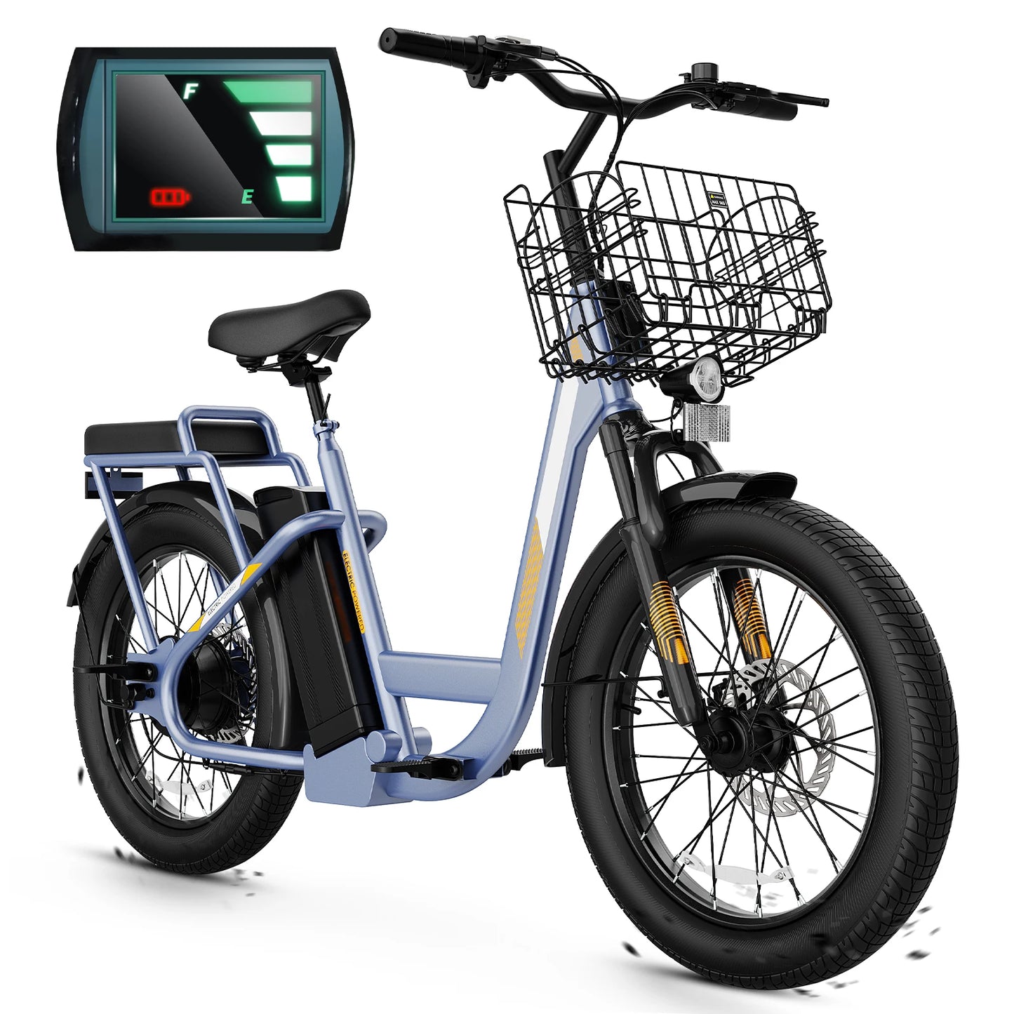 Peak 560W Electric Scooter with Seat,20" Fat Tire Electric Bike,Adult Scooter for Commuting with Basket&Adjustable Seat