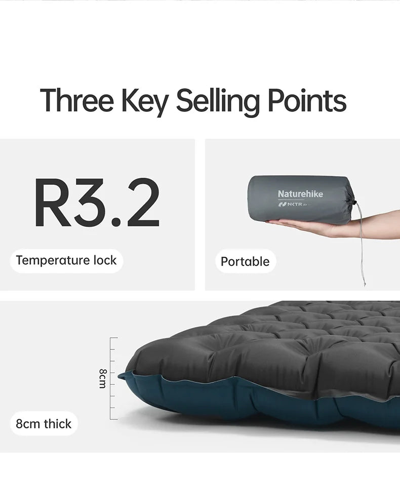 Naturehike Tuye R3.2 Ultra-Light Two-Person Inflatable Mattress Outdoor Travel Hiking Camping Sleeping Pad CNK2650WS040
