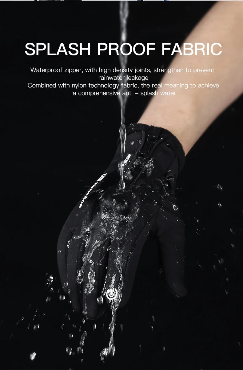 Zipper Winter Gloves for Men Women, Thermal Touchscreen Gloves Waterproof Windproof for Cycling, Skiing, Running & Cold Weather