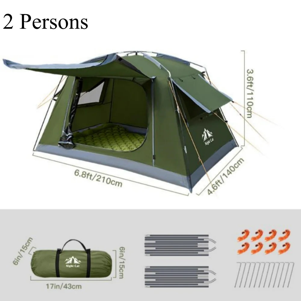 Night Cat Backpacking Tent for Camping: Portable 1-2 Person Waterproof Tent Quick Setup and Compact for Outdoor Festivals