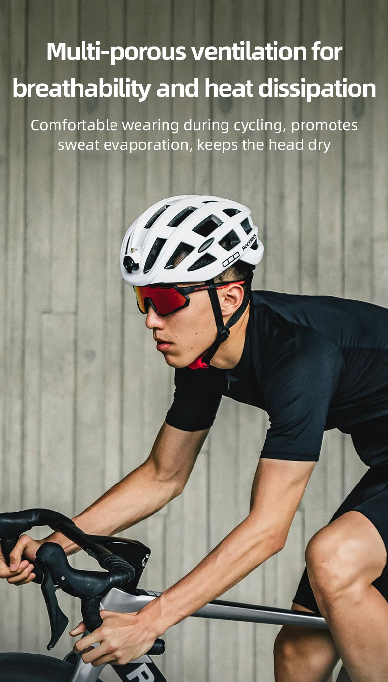ROCKBROS Bike Headlamp Cycling Helmet Ultralight USB Charging Bicycle Light Helmet Sports Safety MTB Bike Cap For Men Women