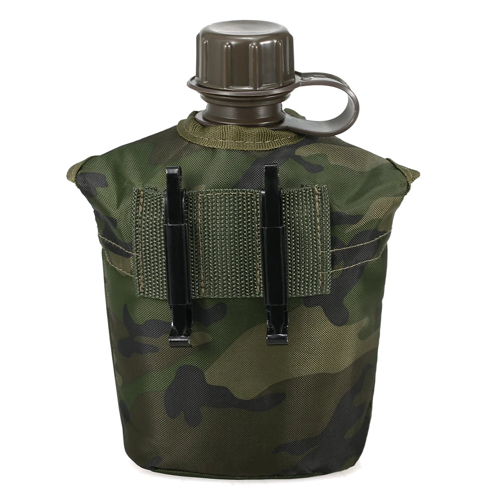 1L Outdoor Military Canteen Bottle Camping Hiking Backpacking Survival Water Bottle Kettle with Cover
