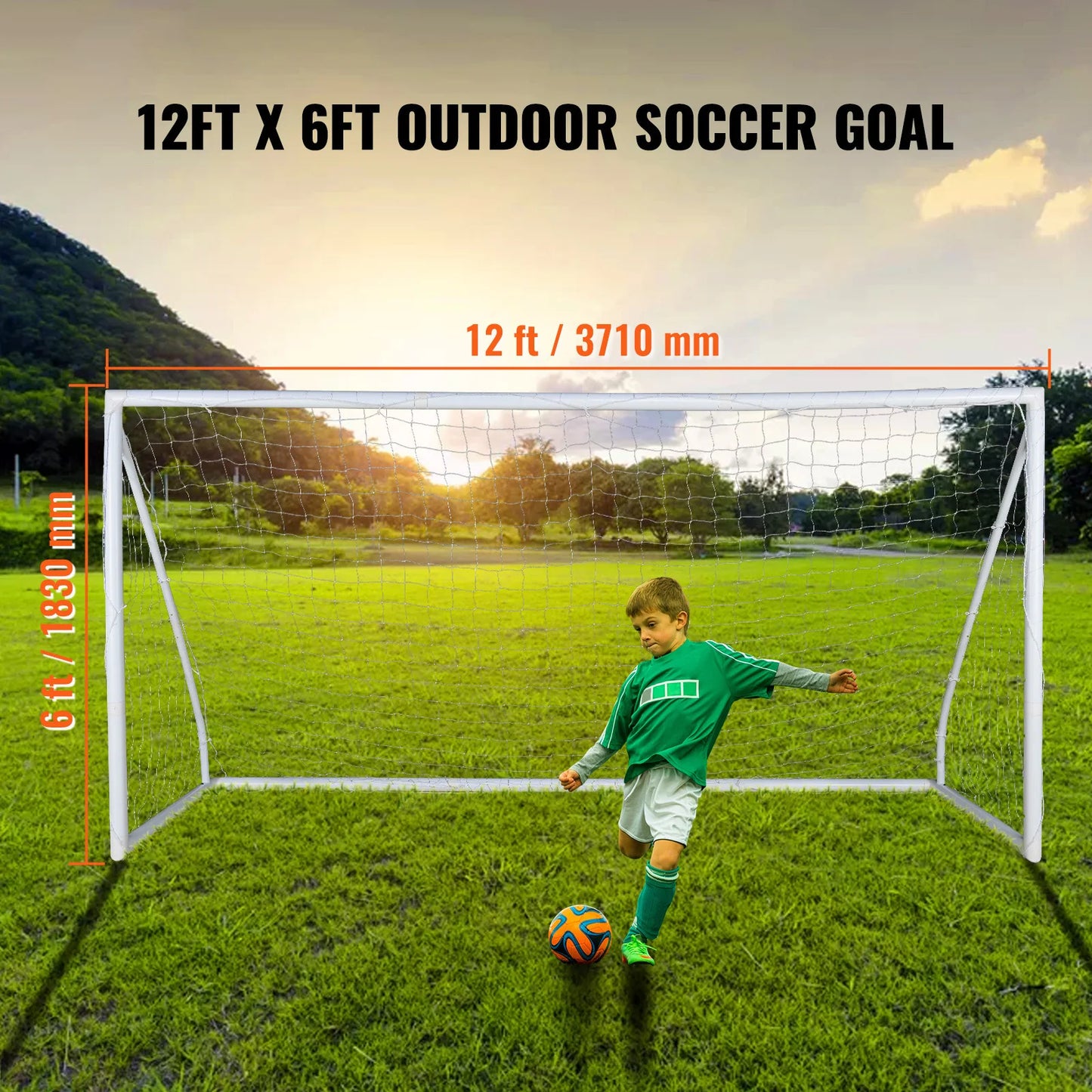SucceBuy 12x6FT Portable Soccer Goal Soccer Net 1 Pack For Adults Kids Training All-Weather Outdoor Soccer Goals with Carry Bag