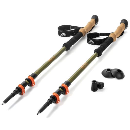 Aluminum adjustable quick-lock trekking poles with cork grips, 2 poles