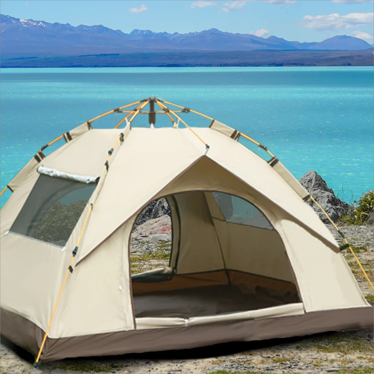 Outdoor shelter Sunshade Self-driving Travel Camping Tent Two doors and two windows