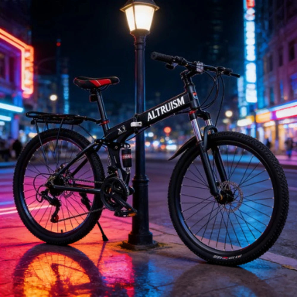 26 Inch Mountain Bike for Men & Women, 21 Speed Dual Suspension Adult Bicycle with Adjustable Disc Brake High Carbon Steel Frame