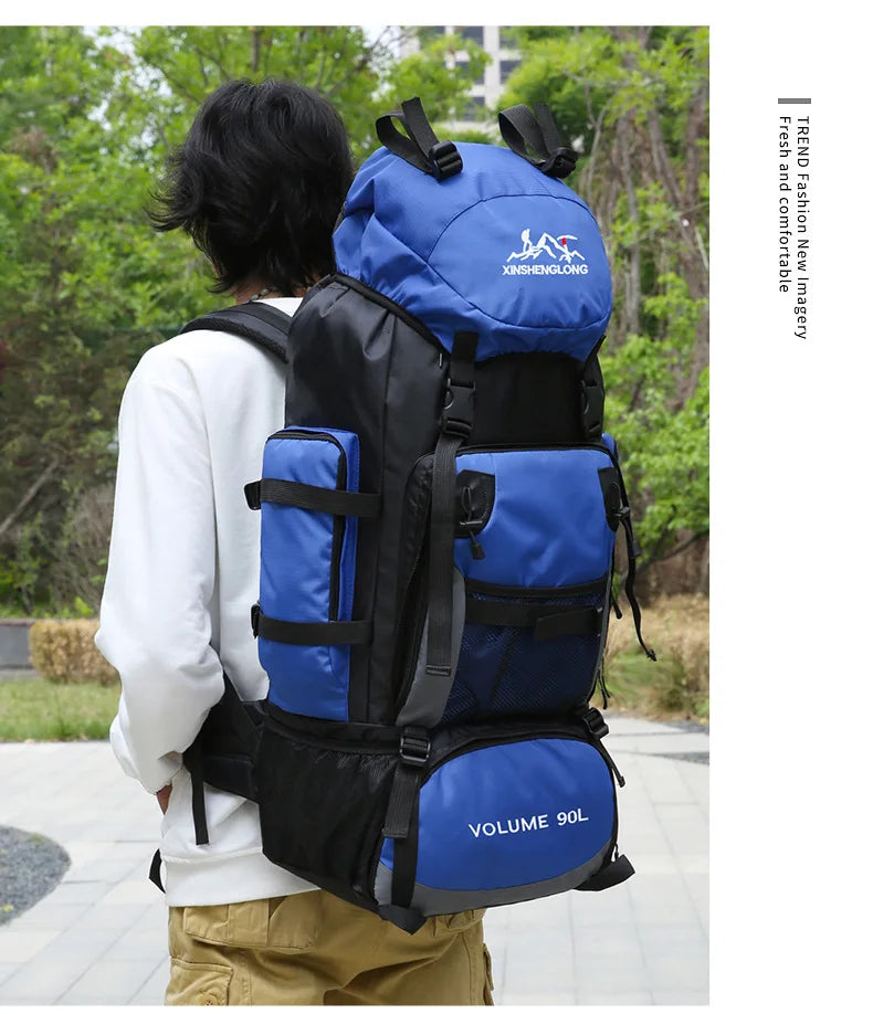 Oulylan 90-liter Camping Extra Large Large Capacity Traveling Luggage Bag with Water Splashing Prevention Backpack