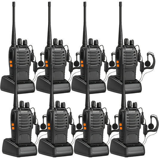 Baofeng 6/8Pcs BF 888S Walkie Talkie UHF 400 470MHz Long Range Two Way Ham Radios Transceiver for Hunting Hotel