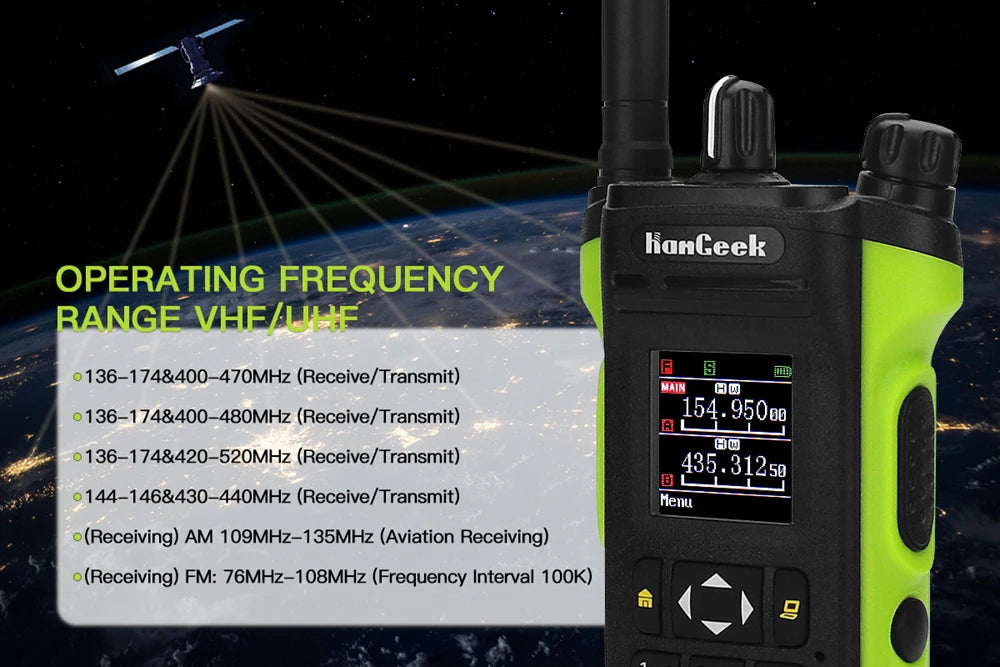 HAMGEEK APX-8000 Green 12W 128CH VHF UHF Walkie Talkie Dual Band Radio Dual PTT and Duplex