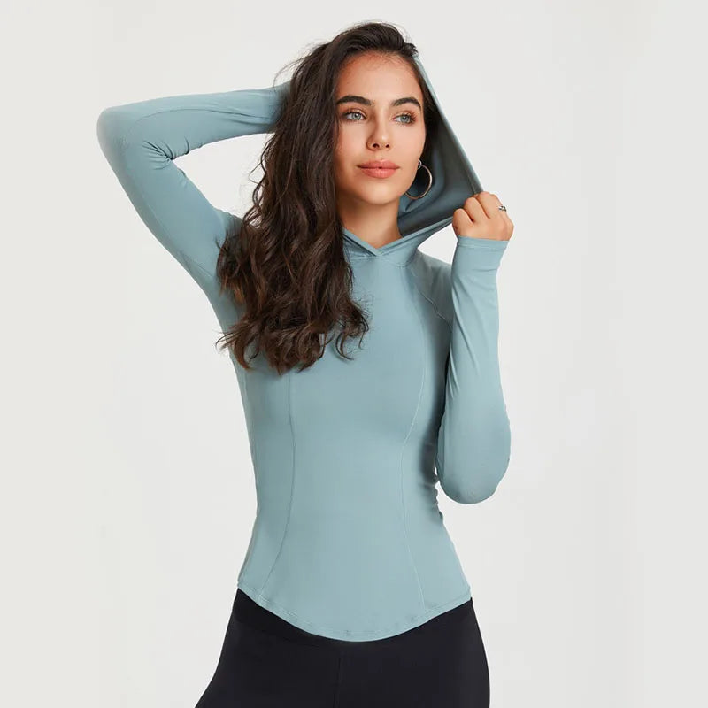 Women Long Sleeve Yoga Tops Autumn Winter Running Sports top Loose Gym Workout Training Blouse Outdoor Hiking Sportswear
