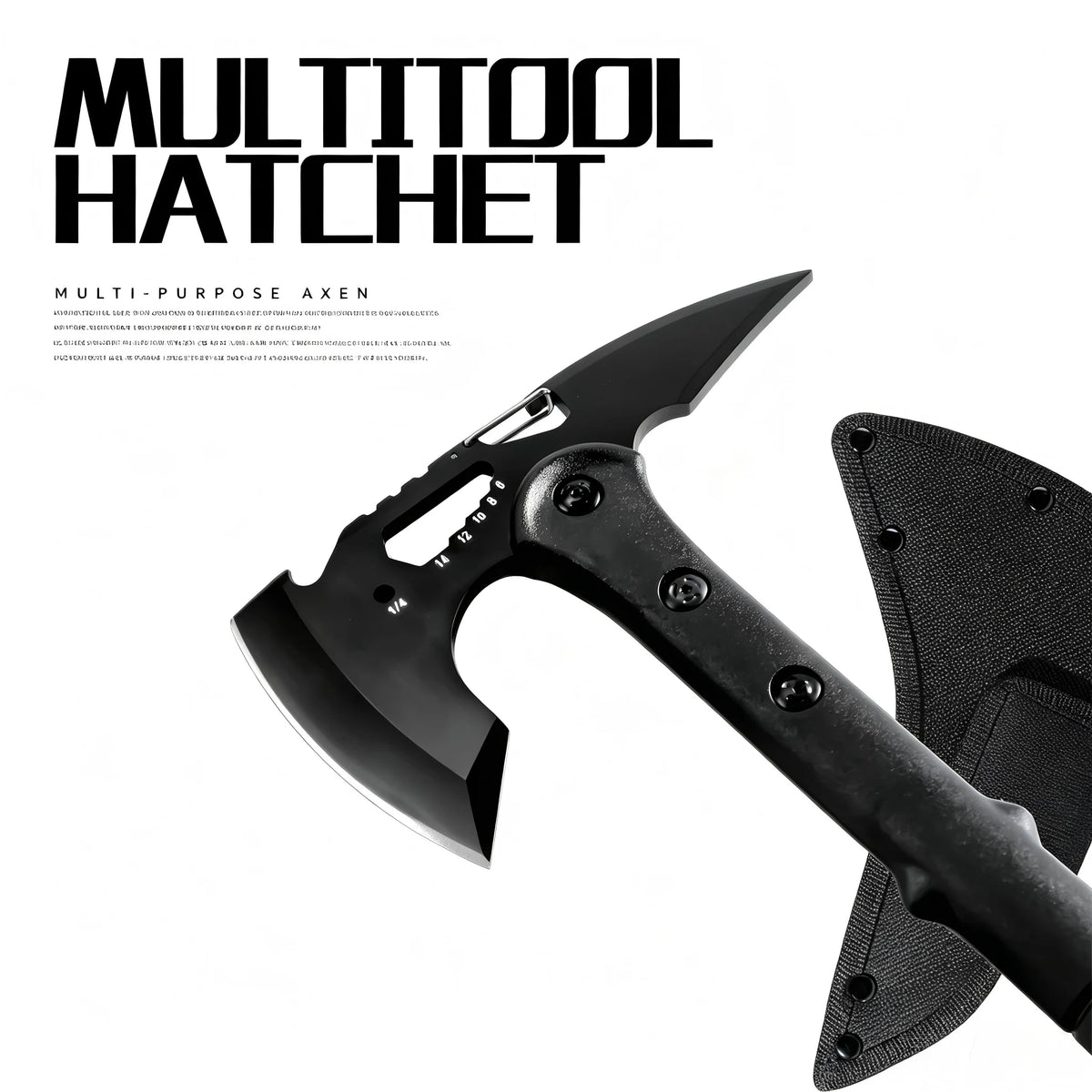 Multifunctional Camping Hatchet Non Slip Grooved Handle Portable Hand Axe With Protective Nylon Sheath Lightweight Outdoor Cutting Tool For Camping Firewood Cutting Hiking Backpacking Hobby Collection Gift