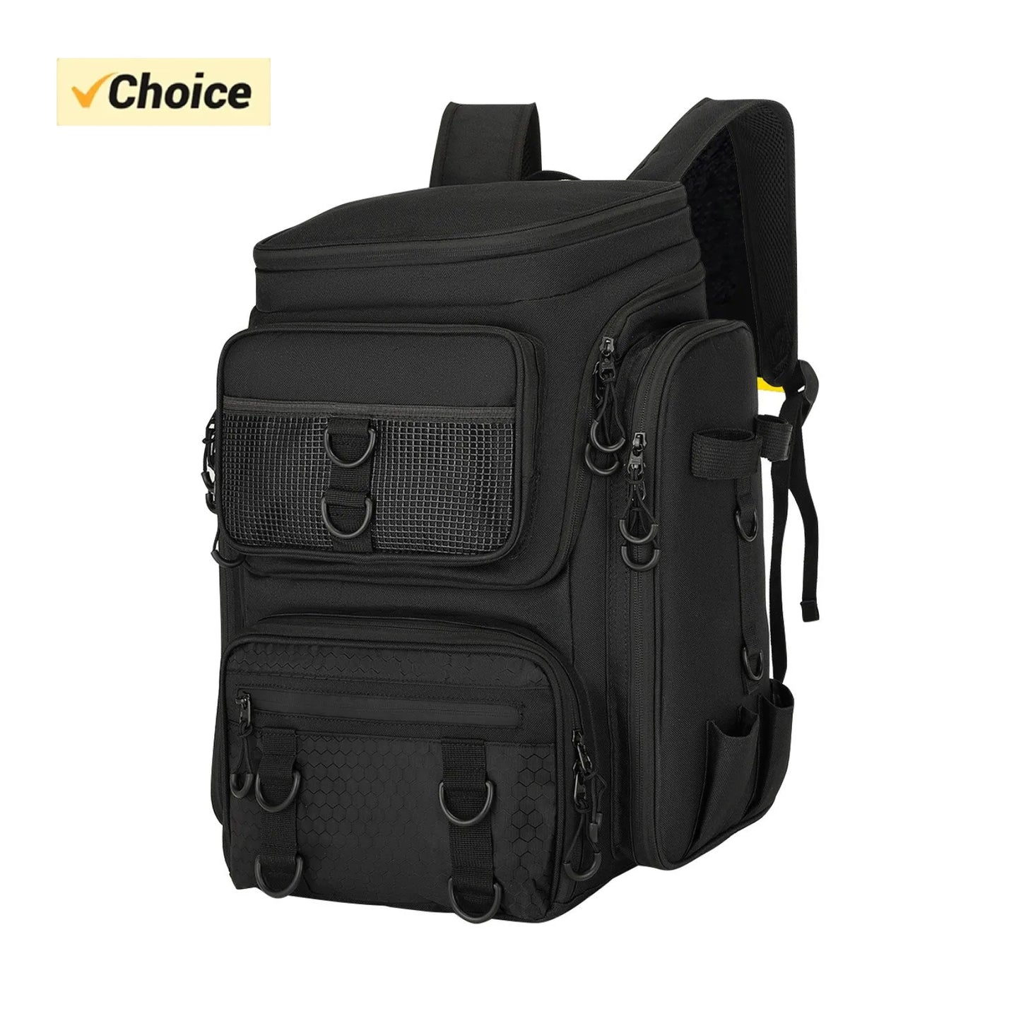 42L Large Fishing Backpack With Fishing Rod Rack & Tackle Box,  With Multiple Pockets