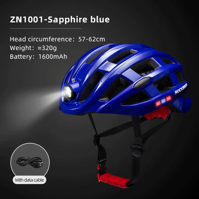 ROCKBROS Bike Headlamp Cycling Helmet Ultralight USB Charging Bicycle Light Helmet Sports Safety MTB Bike Cap For Men Women