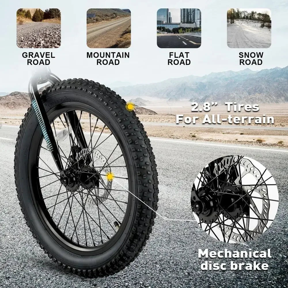 Children's 20-24 Inch Mountain Bike with 2.8 Tires and 6-Speed Gears for Ages 6-14