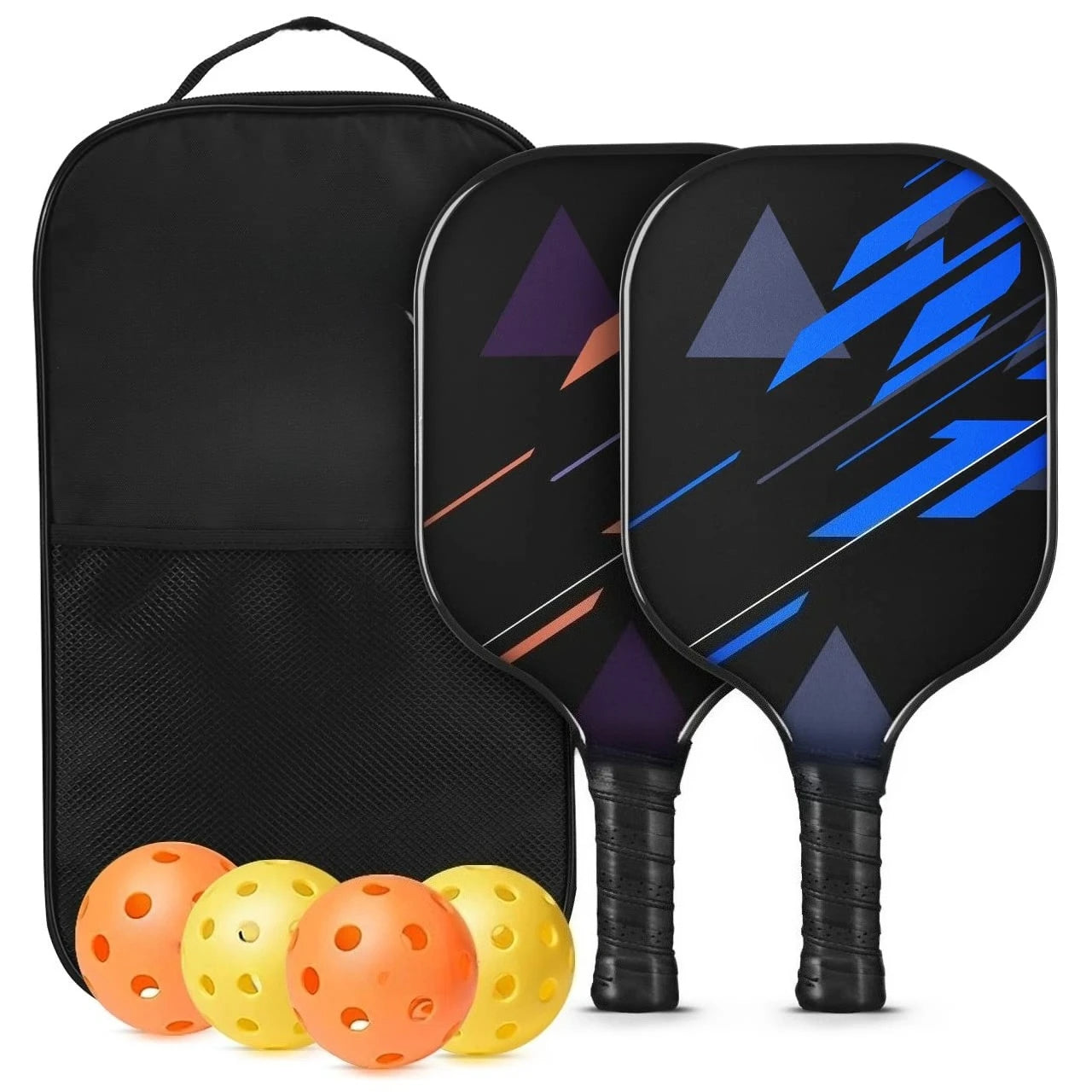 2 Pack 4 Pack USAPA Approved Fiberglass Pickleball Paddles Set With Polypropylene Honeycomb Core Lightweight Rackets Equipped With Pickleball Balls And Storage Carry Bag For Beginners Men Women Indoor Outdoor Court Training R