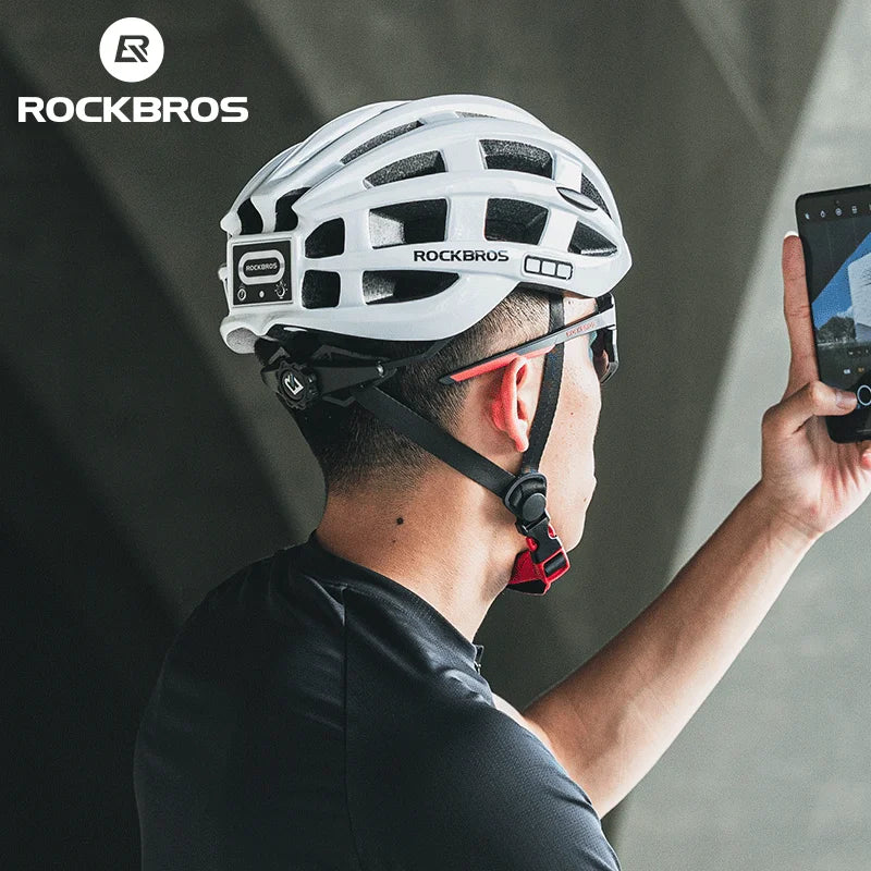 ROCKBROS Bike Headlamp Cycling Helmet Ultralight USB Charging Bicycle Light Helmet Sports Safety MTB Bike Cap For Men Women