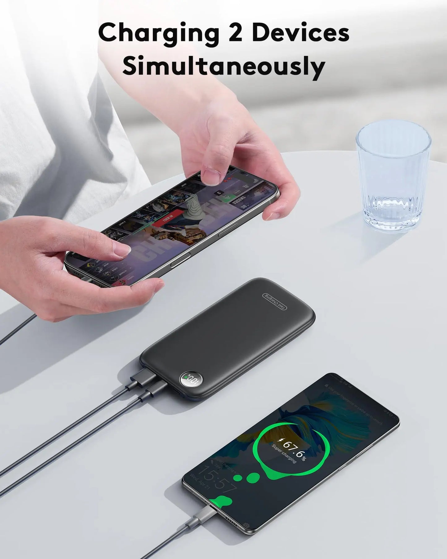 Ultra-Slim 10000mAh Portable Charger with Fast Charging (Max 12V/4.5A), USB-C Input/Output, Lightweight