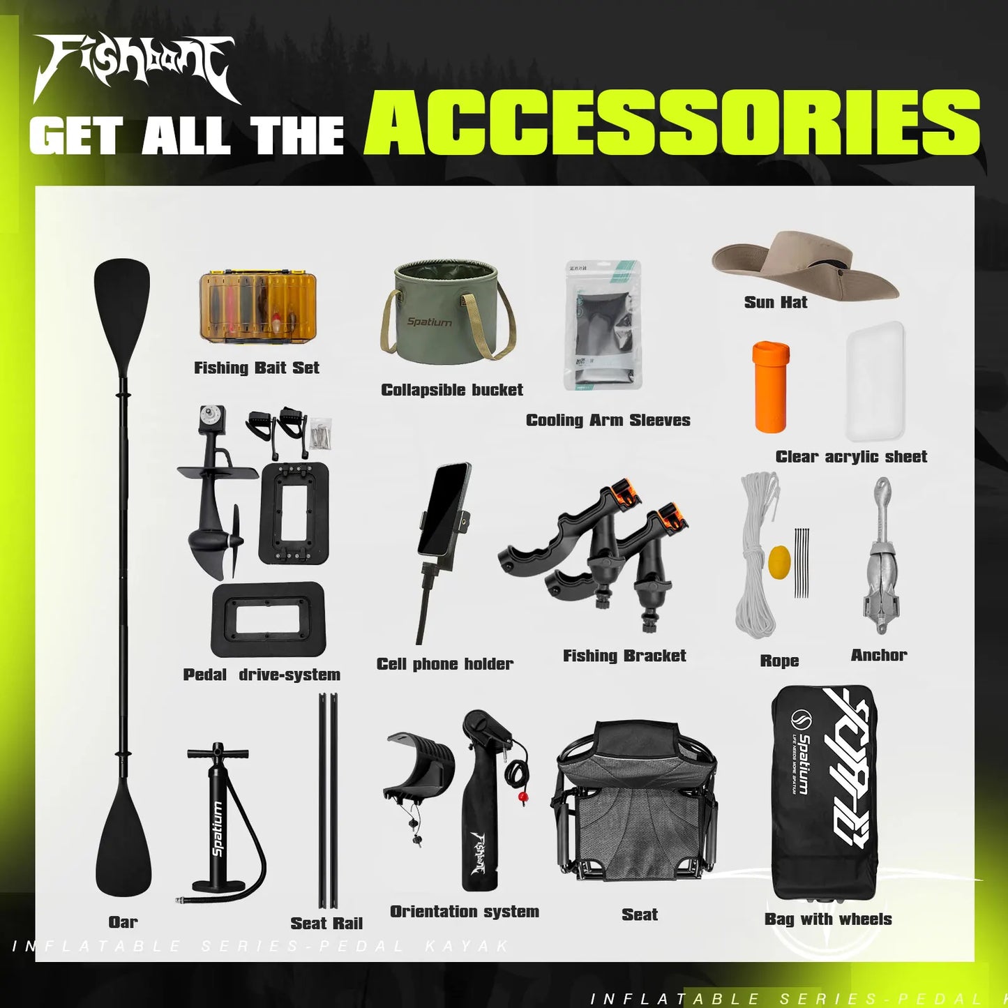 Spatium Fishing Kayak Boat Sit on Top Pedal Drive Kayak Power System Orientation System, 11'*48"*6",Capacity 660LBS