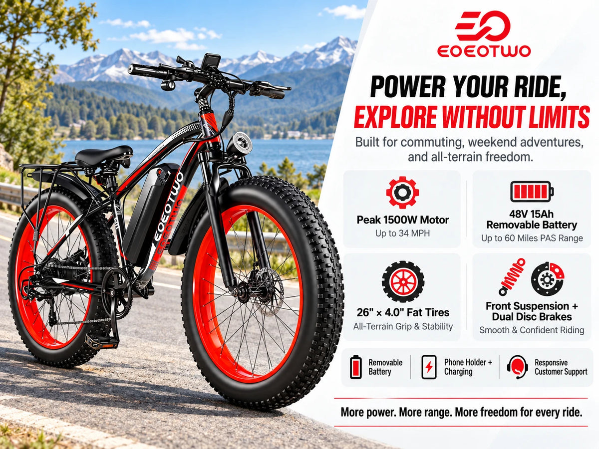 Electric Bike for Adults Teens, 1500W Motor, 34 Mph & 60 Miles, 26" Fat Tire All-Terrain Electric Mountain Bike with 48V 15AH Removable Battery, Dual Brake Off-Road Ebike