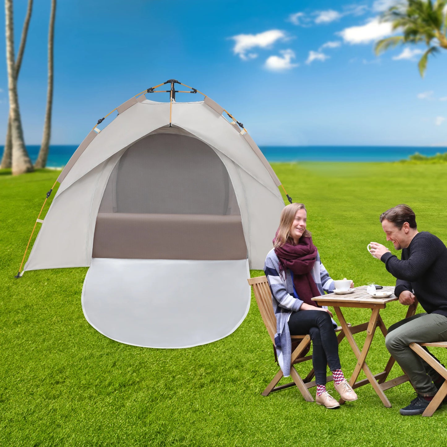 2-3 Person Outdoor Folding Tent Quick Automatic Opening Self-driving Wild Camping Tent Waterproof Sunscreen Portable Tent