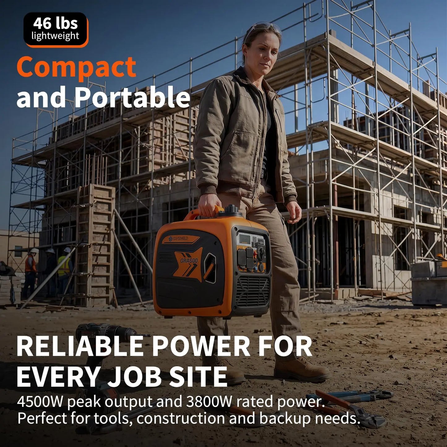 4500W Portable Inverter Generator Gas Powered For Home Camping RV Quiet CO Sensor USB Ports 1.59Gal Tank RV Ready