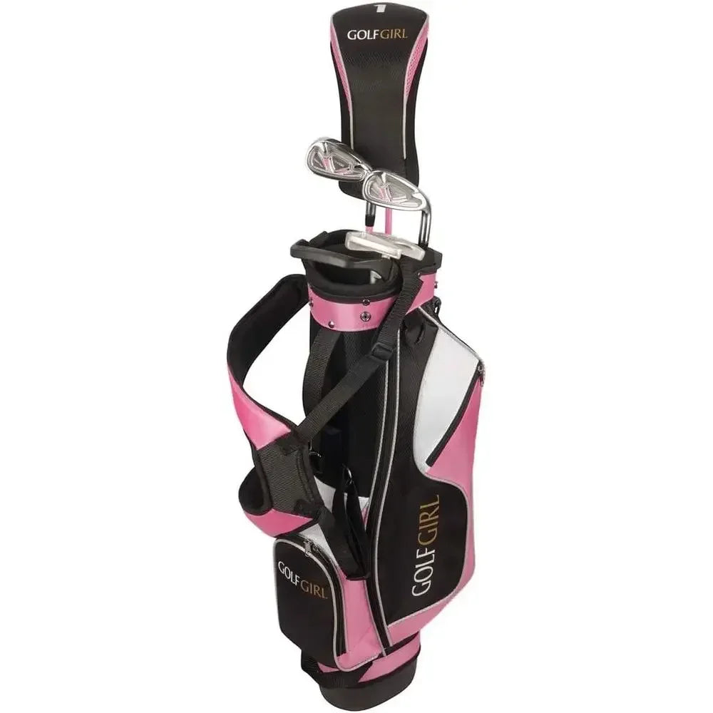 Pink Right-Handed Junior Girls Golf Set with Clubs and Bag