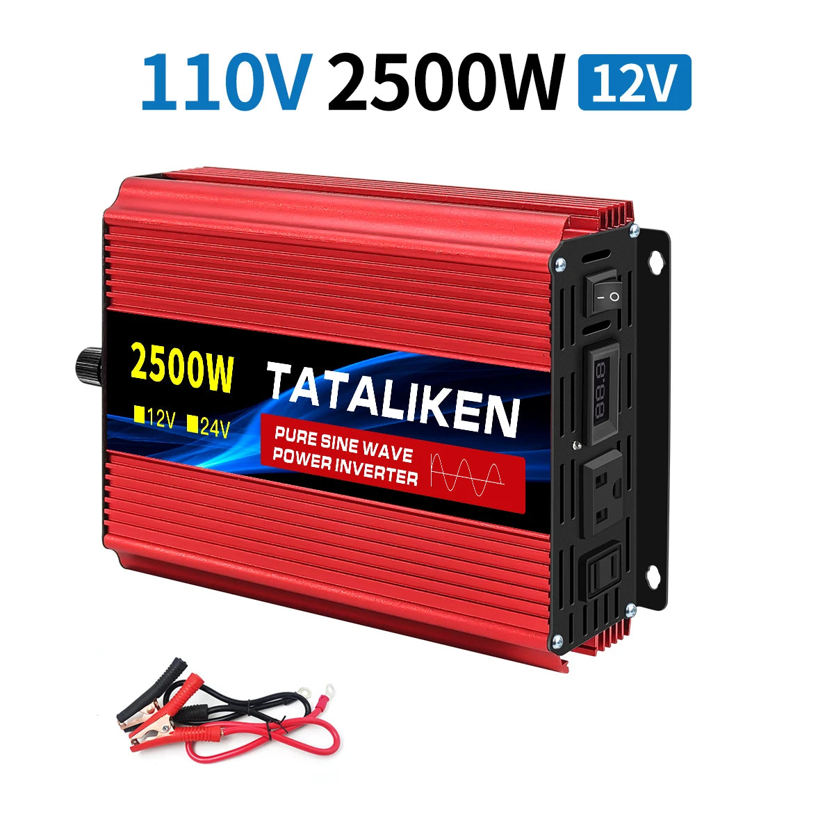 1600w-4500W 12V/24V to AC 110V 60Hz Pure Sine Wave Inverter Car Power Transformer  Voltage Portable  Converter with LED Display
