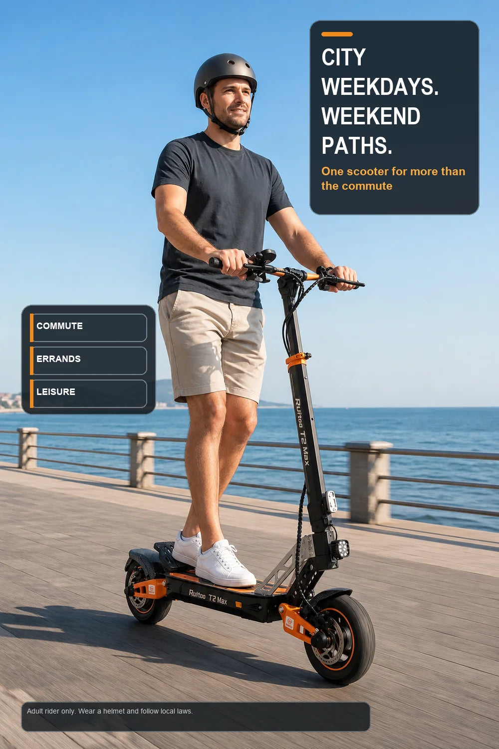1000W Adult Electric Scooter, 48V 18.2Ah Battery, Up to 34 MPH, 34 Miles Range, 10" Tires, Foldable Commuter Scooter