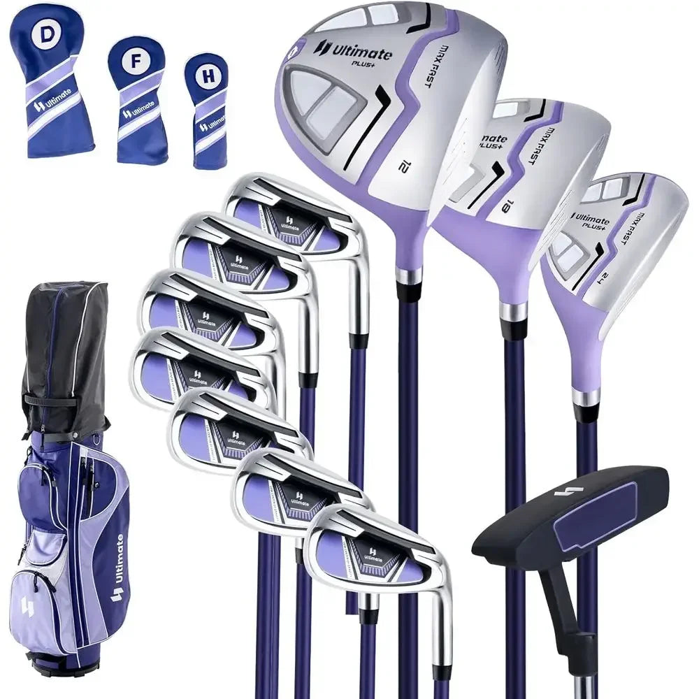 11-Piece Women's Golf Club Set with 460CC Driver, Hybrid, Irons, Putter, and Cart Bag