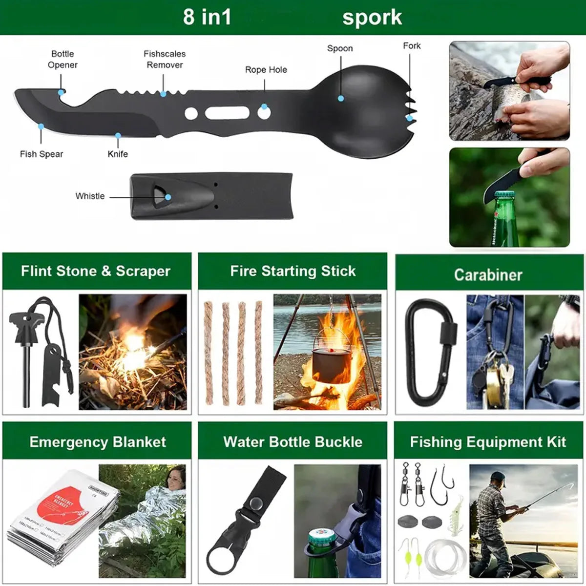 Outdoor Supplies Camping Emergency Equipment Camping Survival Tool Set