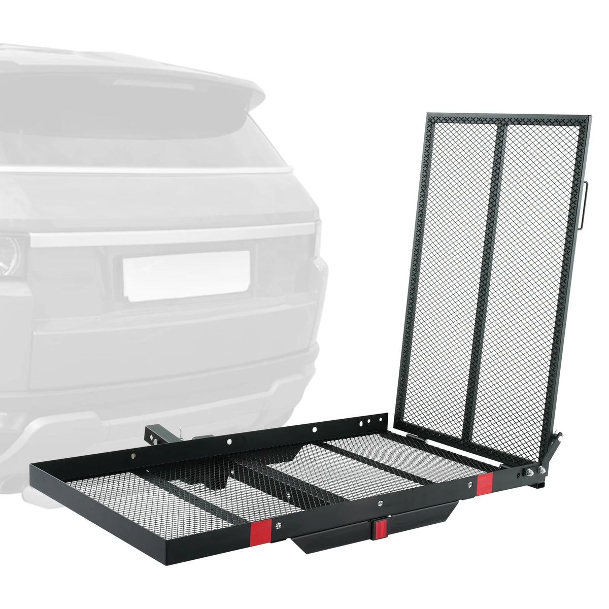 SucceBuy Hitch Mount Cargo Carrier Hitch Cargo Rack with Folding Ramp 500LBS Mobility Scooter Carrier Fit 2" Hitch Receiver