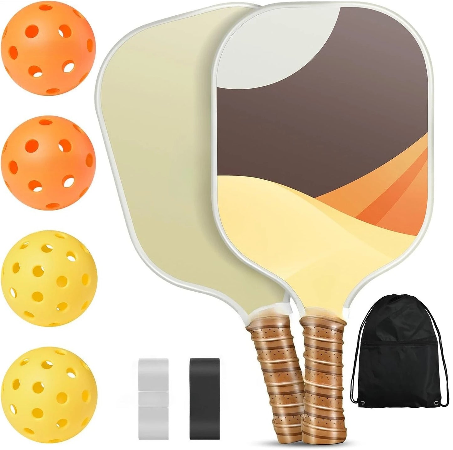 2 Pack 4 Pack USAPA Approved Fiberglass Pickleball Paddles Set With Polypropylene Honeycomb Core Lightweight Rackets Equipped With Pickleball Balls And Storage Carry Bag For Beginners Men Women Indoor Outdoor Court Training R