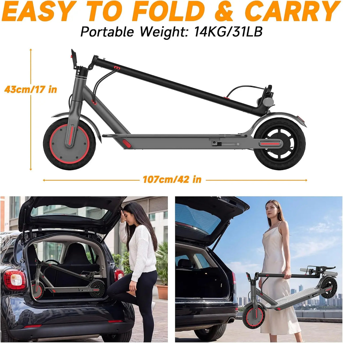 8.5'' Electric Scooter for Adults, Folding E Scooter with 350W Motor 19Mph Top Speed, Max 19-23 Miles Long Range Commuting Scooters with Dual Brakes System, APP Control