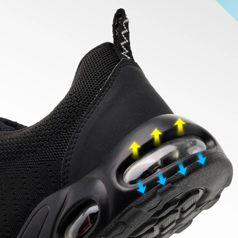 Fashion Men's Work Sneakers Mesh Breathable Safety Shoes Men Steel Toe Work Shoe Anti-smashing