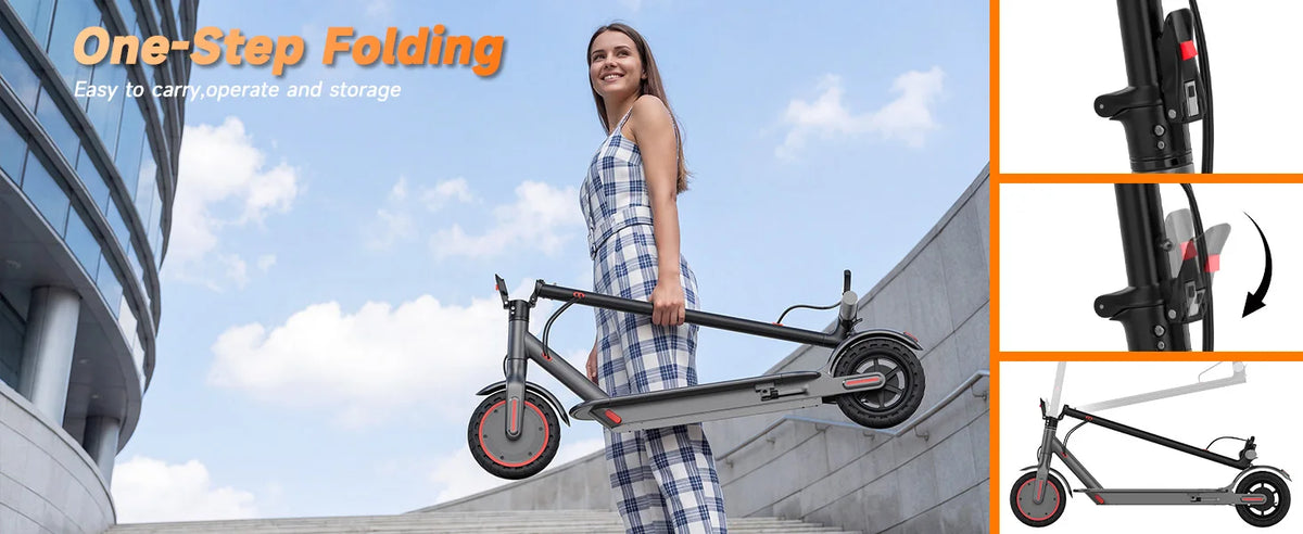 8.5'' Electric Scooter for Adults, Folding E Scooter with 350W Motor 19Mph Top Speed, Max 19-23 Miles Long Range Commuting Scooters with Dual Brakes System, APP Control