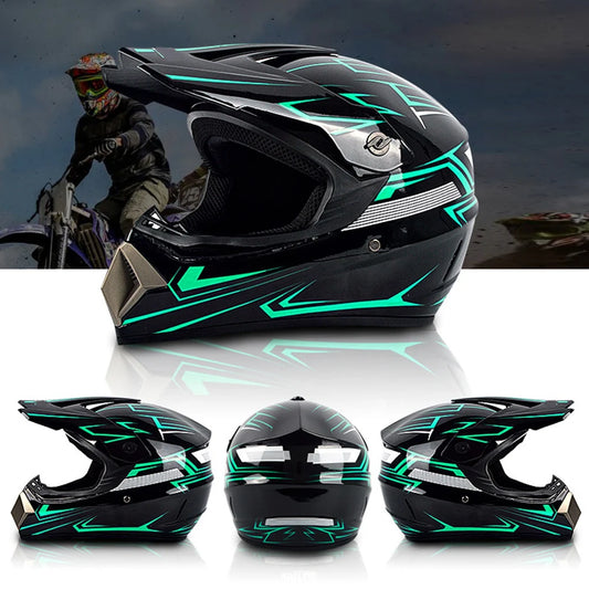 Motorbike Helmet Set Full Face MTB Helmet with Goggles Gloves Face Cover